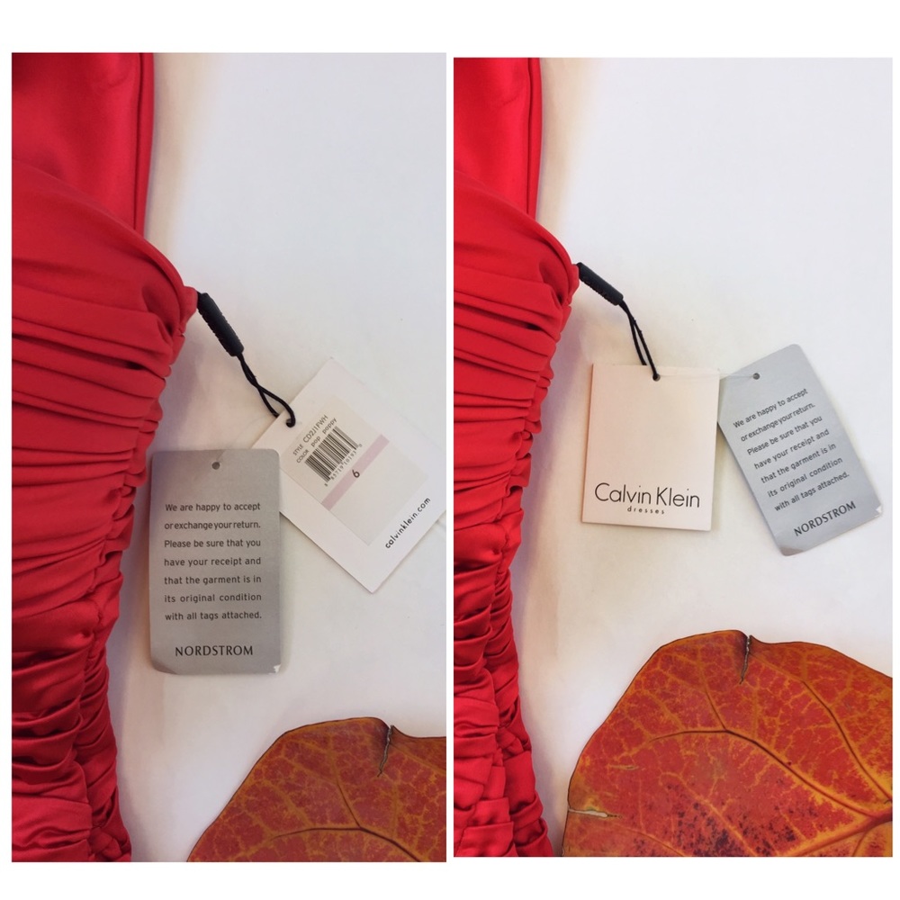 NWT Calvin Klein Nordstrom Ruched Red Cocktail sz6 - Picture 5 of 7